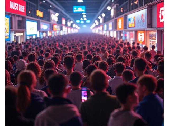Multitud animada en un evento especial de lanzamiento de juego