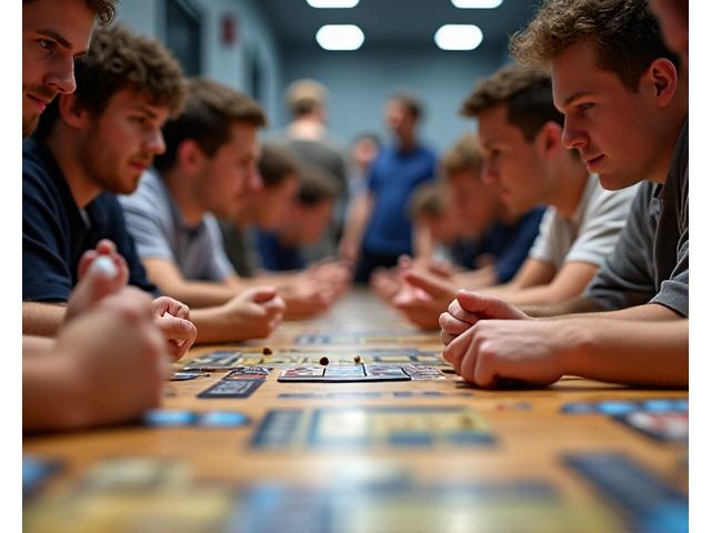 Jugadores concentrados durante un torneo de juegos de mesa