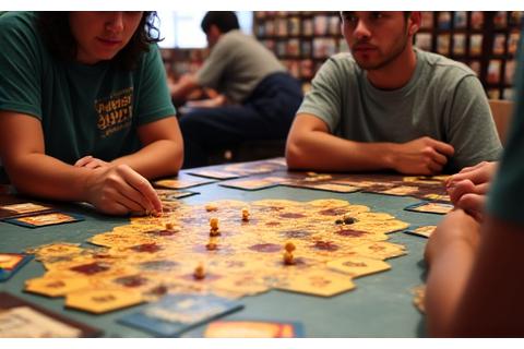Jugadores en un torneo intenso de Catan